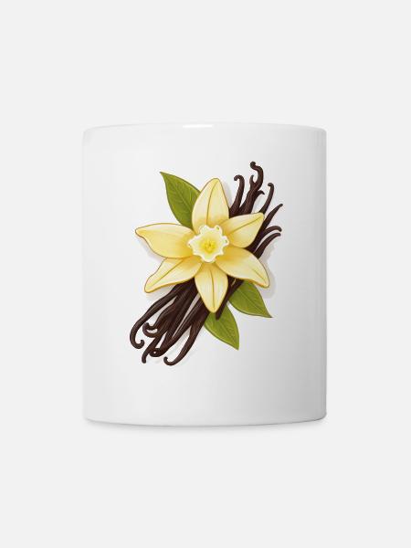 Vanille – Fleur de vanille et gousses de vanille - Mug blanc - blanc