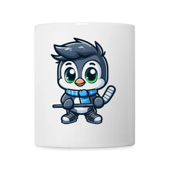 Pinguin Eishockey Spieler Cartoon Kunst - Tasse - Weiß - Vorne