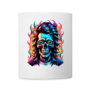 Neonschädel mit leuchtenden Flammen - Tasse - Weiß - Vorne