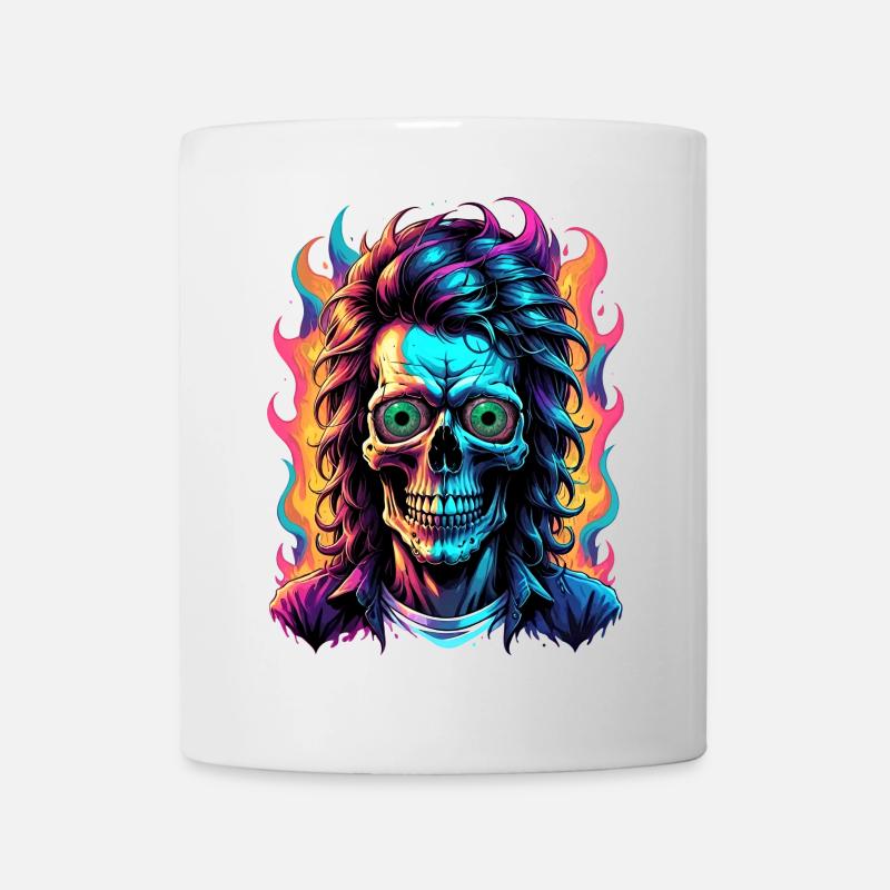 Neonschädel mit leuchtenden Flammen - Tasse - Weiß