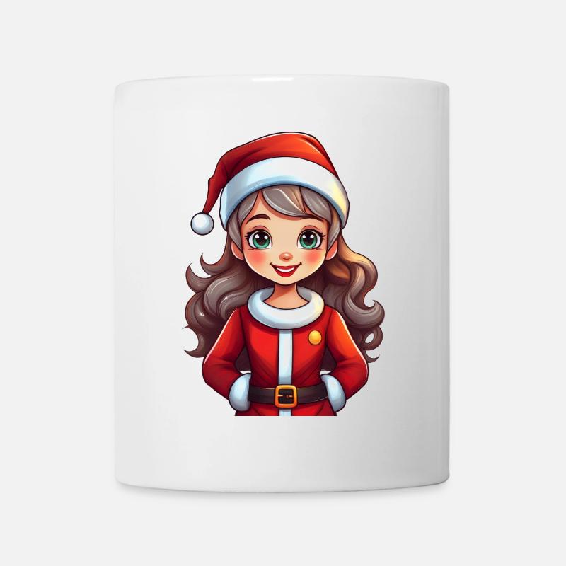 Weihnachtsfrau (eine Frau als Weihnachtsmann) - Tasse - Weiß