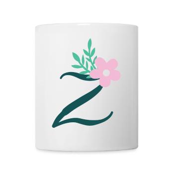 Eleganter Buchstabe 'Z' mit Blumen - Tasse - Weiß - Vorne