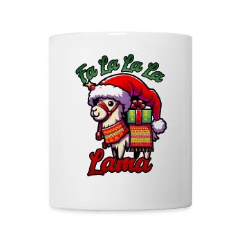 Fa La La La Lama – Lustiges Weihnachts-Lama Design - Tasse - Weiß - Vorne