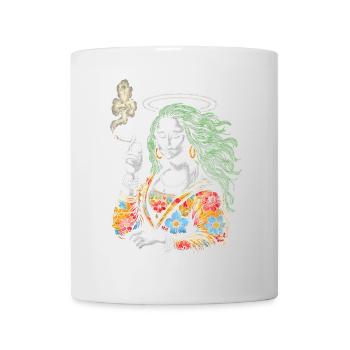 Floral Halo Mona – Retro Smoking Art Design - Mug blanc - blanc - Devant