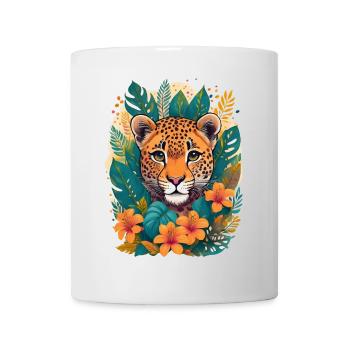 Léopard mignon dans la jungle - Mug blanc - blanc - Devant