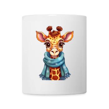 Giraffe mit Schal im Winter - Tasse - Weiß - Vorne