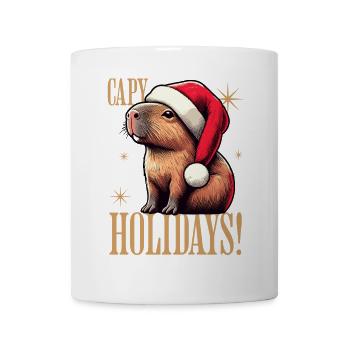 Capy Holidays – Festliches Capybara - Tasse - Weiß - Vorne