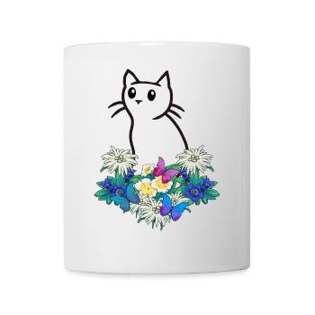 Katze Katzen Blumen Gebirge - Tasse - Weiß - Vorne