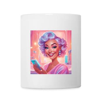 Portrait de femme rétro avec cheveux pastel - Mug blanc - blanc - Devant