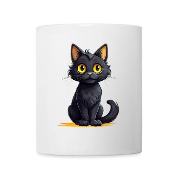 Black cat with yellow eyes - Mug - white - Front