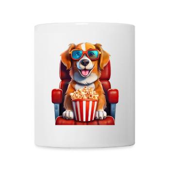 Ein Hund im Kino mit Popcorn - Tasse - Weiß - Vorne