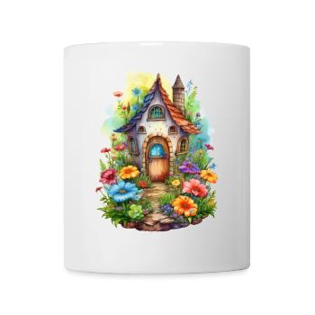 Fantasy Haus mit verwunschenem Garten - Tasse - Weiß - Vorne