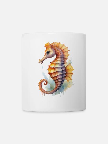 Seepferdchen Aquarell - Tasse - Weiß