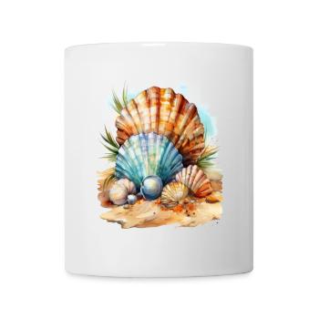 Shells in the sand on the beach - Mug - white - Front