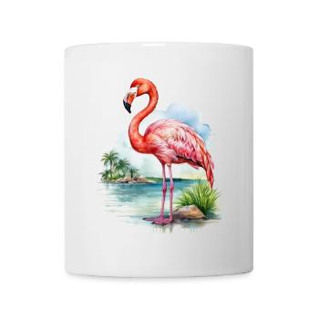 Flamingo Watercolor Illustration - Mug - white - Front