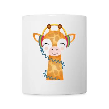 Fröhliche Giraffe mit Kopfhörern liebt Musik - Tasse - Weiß - Vorne