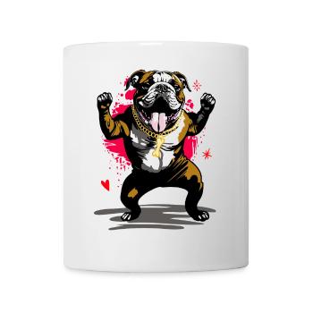 Bulldog Street Art avec chaîne d’os - Mug blanc - blanc - Devant