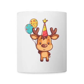 Elch Geburtstag Comic Niedlich - Tasse - Weiß - Vorne
