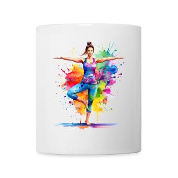 A yoga exercise for balance - Mug - white - Front