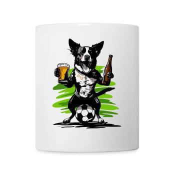Hund mit Fußball und Bier Fußball Fan - Tasse - Weiß - Vorne