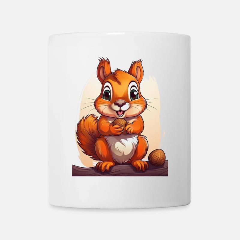 Glückliches Eichhörnchen mit einer Nuss - Tasse - Weiß