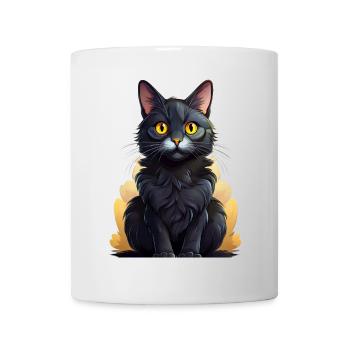 Schwarzer Kater - Tasse - Weiß - Vorne