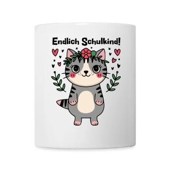 Endlich Schulkind - Mit der Katze in die Schule - Tasse - Weiß - Vorne