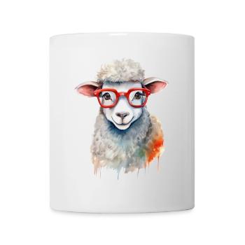 A cute sheep with red glasses - Mug - white - Front