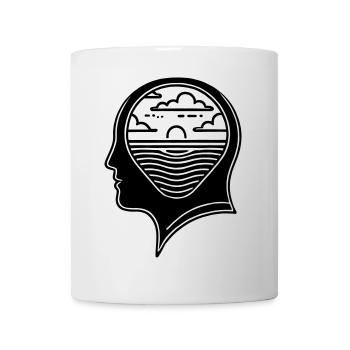 Inner Peace – Head with Sunset - Mug - white - Front