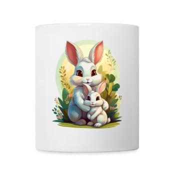 Mama Hase umarmt ihr Kind - Tasse - Weiß - Vorne