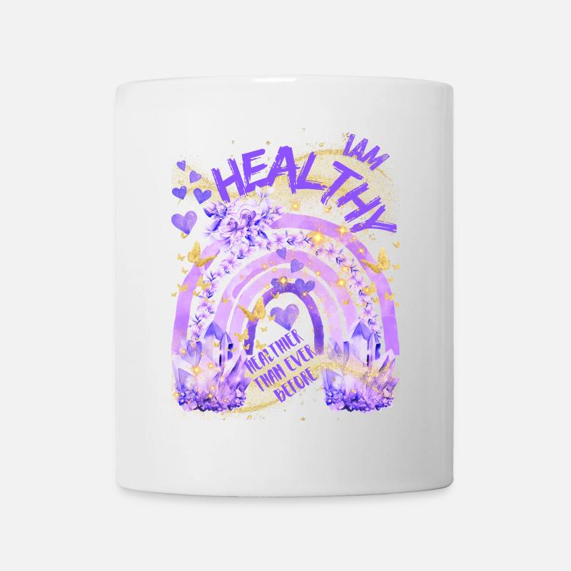 Gesundheit - Ich bin gesund mit Regenbogen - Tasse - Weiß