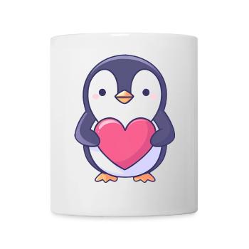 Penguin Holding a Red Heart - Adorable cartoon - Mug - white - Front