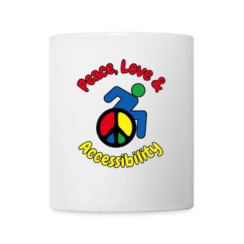 Paix, amour et accessibilité en fauteuil roulant # - Mug blanc - blanc - Devant