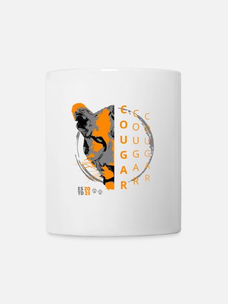 Couguar - demi-visage de l’animal dans l’ombre - Mug blanc - blanc