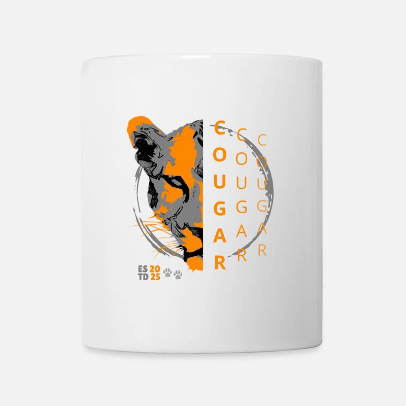 Couguar - demi-visage de l’animal dans l’ombre - Mug blanc - blanc