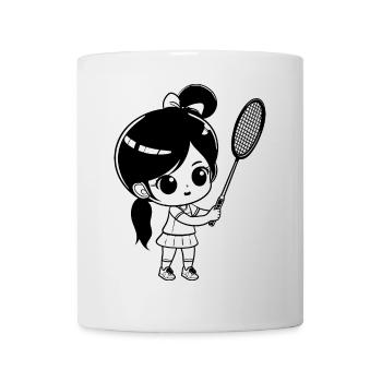 Badminton Mädchen - Tasse - Weiß - Vorne