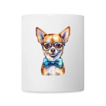 Chihuahua with glasses and bow tie - Mug - white - Front