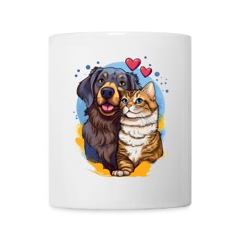 Dog and Cat – Pop Art Illustration - Mug - white - Front