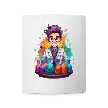 A funny chemist with colorful chemicals - Mug - white - Front