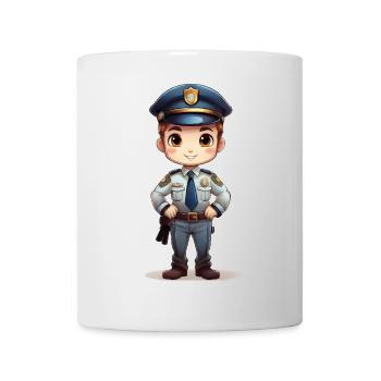 Ein niedlicher Polizist im Cartoon Stil - Tasse - Weiß - Vorne