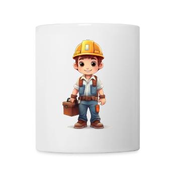 A construction worker with a toolbox - Mug - white - Front