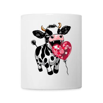 Cute calf with heart balloon - Funny calf - Mug - white - Front
