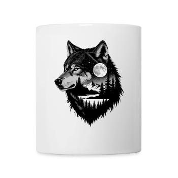 Portrait de loup noir. Conception de loup - Mug blanc - blanc - Devant