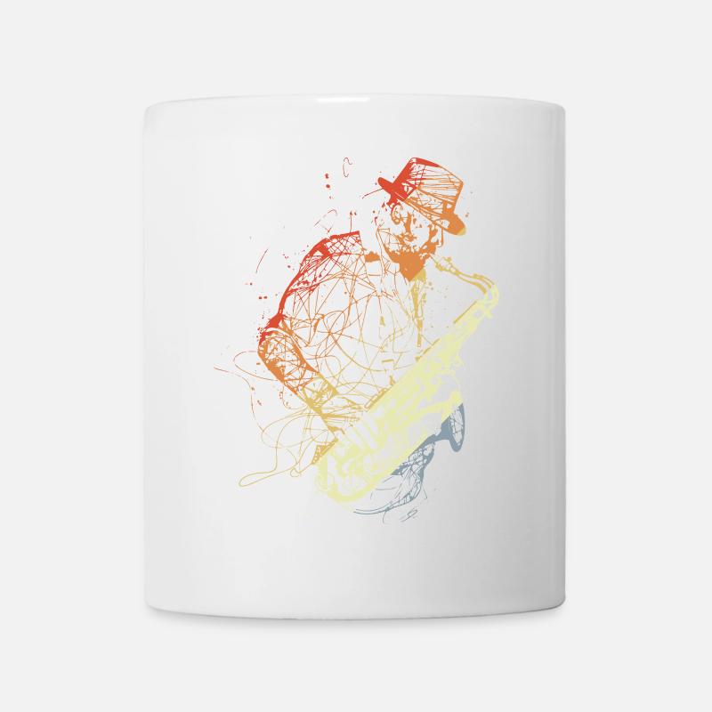 Retro Saxophonspieler Zeichnung - Tasse - Weiß