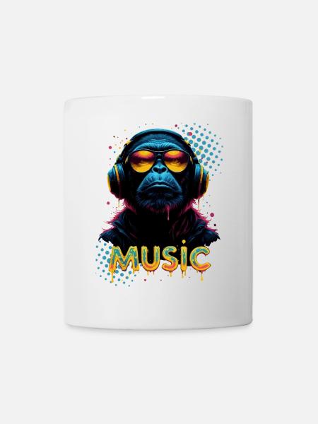Cool Monkey with Headphones – Music Lifestyle - Mug - white