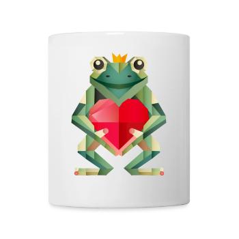 Froschkönig mit Herz –Geometrische Liebeserklärung - Tasse - Weiß - Vorne