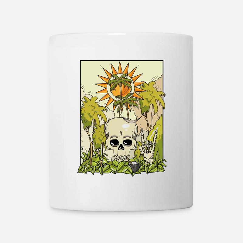 Vulkanischer Totenkopf mit Sonnenkranz - Tasse - Weiß