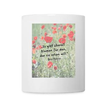 Überall Blumen - Tasse - Weiß - Vorne