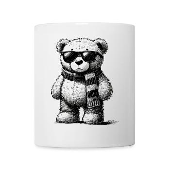 Cooler Teddybär – Vintage Zeichnung - Tasse - Weiß - Vorne
