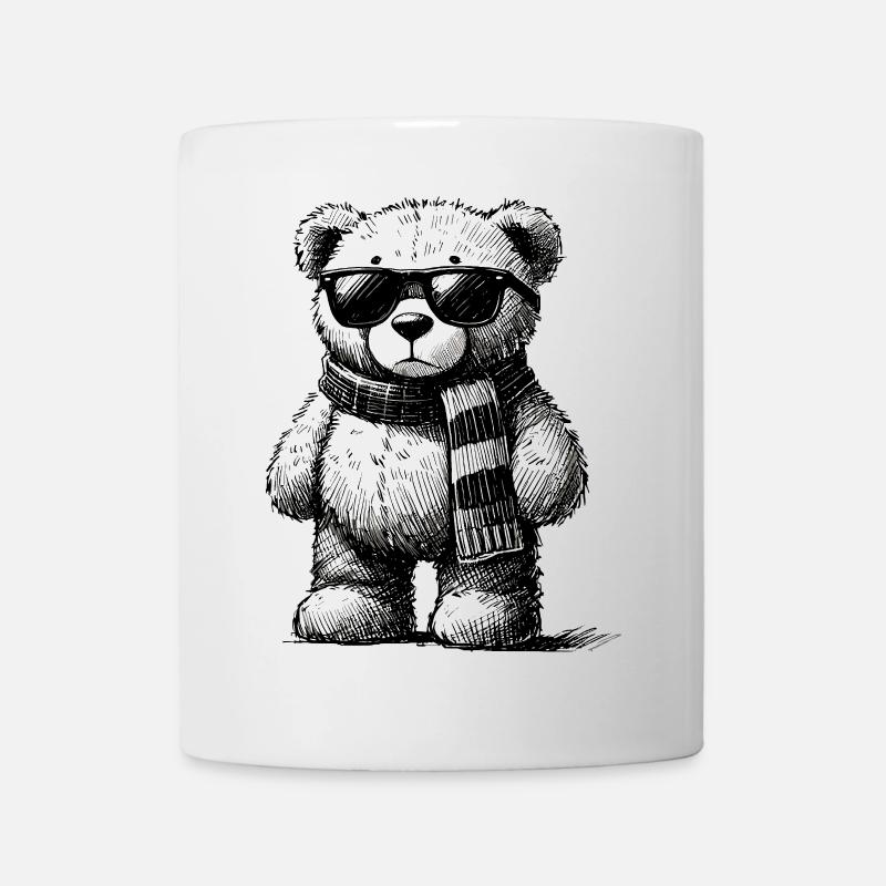 Cooler Teddybär – Vintage Zeichnung - Tasse - Weiß